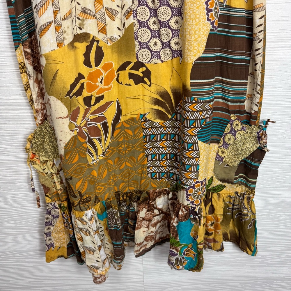 Vasna Patchwork Mixed Media Printed Boho Dress Wi… - image 4